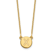 Load image into Gallery viewer, 14KY Tiny Circle Block Letter X Initial Necklace
