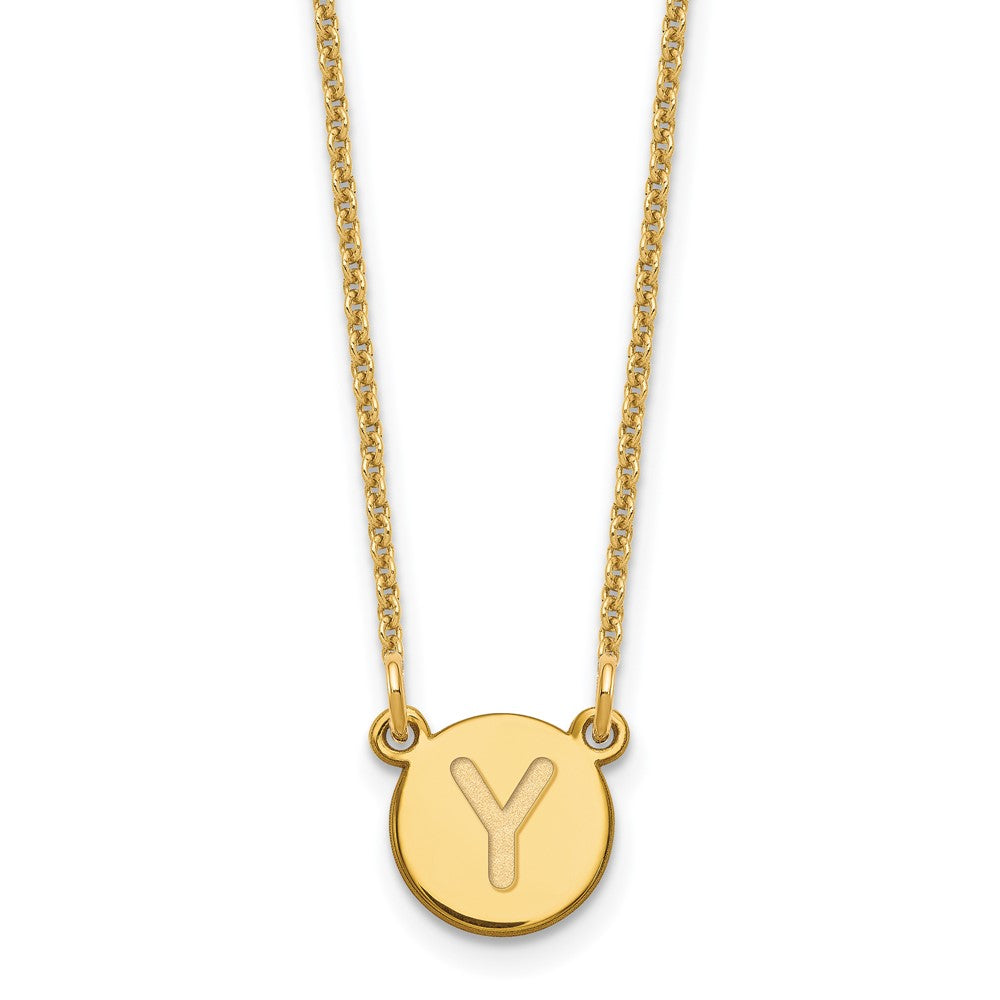 14KY Tiny Circle Block Letter Y Initial Necklace