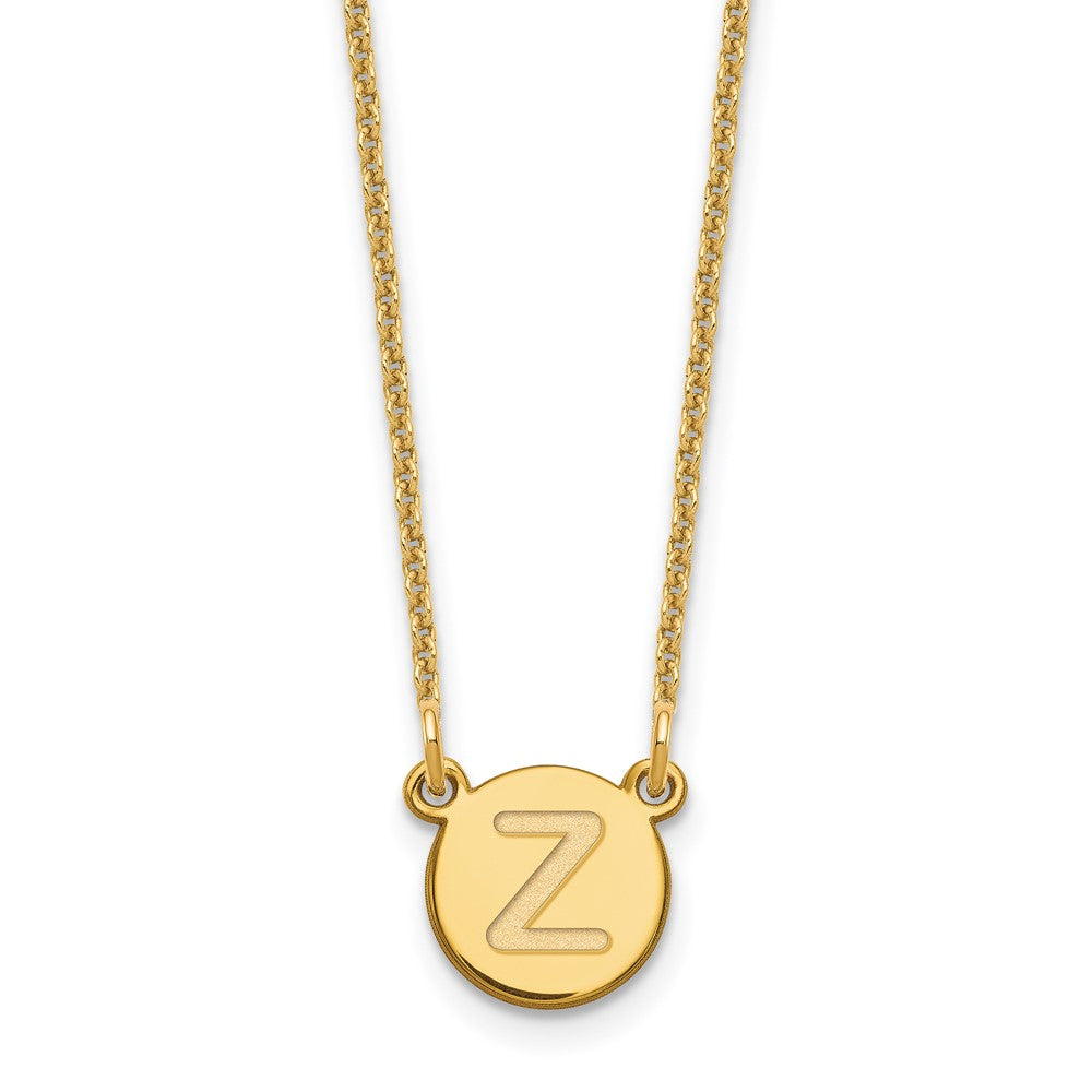14KY Tiny Circle Block Letter Z Initial Necklace