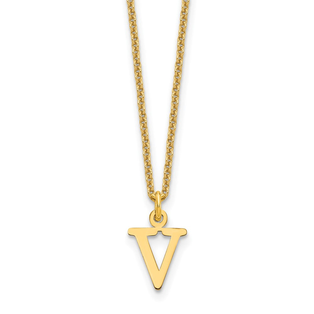 14KY Cutout Letter V Initial Necklace