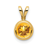Load image into Gallery viewer, 14k 6mm Citrine bezel pendant
