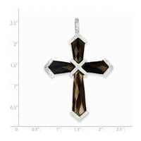 Load image into Gallery viewer, 14k White Gold Diamond &amp; Smoky Quartz Cross Pendant
