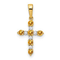 Load image into Gallery viewer, 14k Citrine and Diamond Cross Pendant

