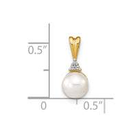 Load image into Gallery viewer, 14k 6-7mm White Round FW Cultured Pearl and Diamond Pendant
