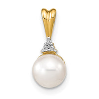 Load image into Gallery viewer, 14k 6-7mm White Round FW Cultured Pearl and Diamond Pendant
