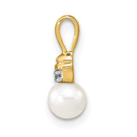 Load image into Gallery viewer, 14k 5-6mm White Round FW Cultured Pearl and Diamond Pendant
