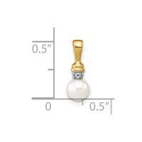 Load image into Gallery viewer, 14k 5-6mm White Round FW Cultured Pearl and Diamond Pendant
