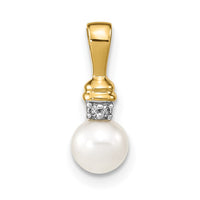Load image into Gallery viewer, 14k 5-6mm White Round FW Cultured Pearl and Diamond Pendant
