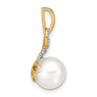 Load image into Gallery viewer, 14k 7-8mm Freshwater Cultured Pearl and Diamond Pendant
