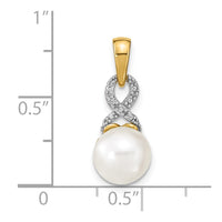 Load image into Gallery viewer, 14k 7-8mm Freshwater Cultured Pearl and Diamond Pendant
