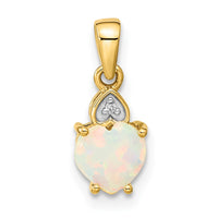 Load image into Gallery viewer, 14k Diamond and Opal Polished Heart Pendant
