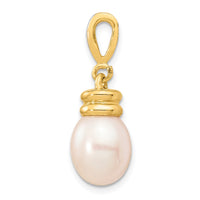 Load image into Gallery viewer, 14K 9-10mm White Rice Freshwater Cultured Pearl .06tw Diamond Pendant
