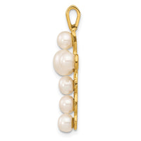 Load image into Gallery viewer, 14K 4-6mm White Button Freshwater Cultured Pearl Cross Pendant
