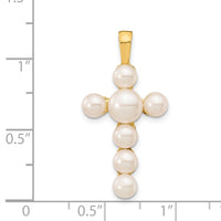 Load image into Gallery viewer, 14K 4-6mm White Button Freshwater Cultured Pearl Cross Pendant

