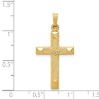 Load image into Gallery viewer, 14k Textured and Polished Diamond Cross Pendant
