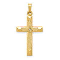 Load image into Gallery viewer, 14k Textured and Polished Diamond Cross Pendant

