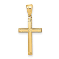 Load image into Gallery viewer, 14k Solid Laser Etched Cross Pendant
