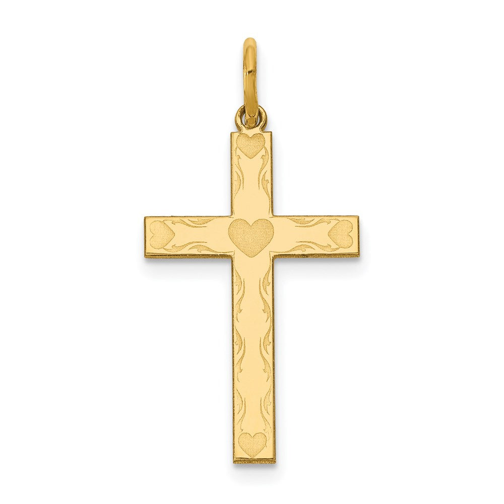 14K Laser Designed Cross Charm