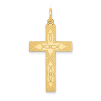 Load image into Gallery viewer, 14K Laser Designed Ichthus Cross Pendant
