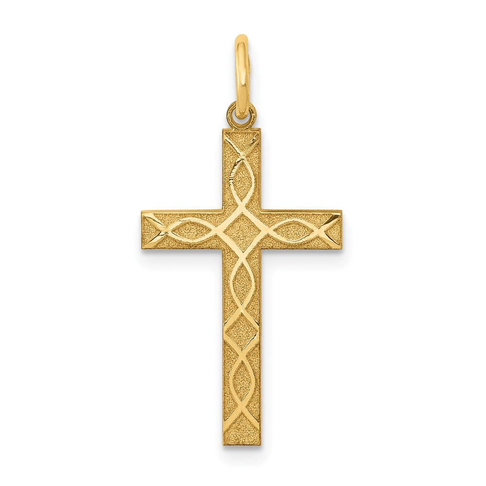 14K Laser Designed Cross Charm