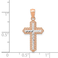 Load image into Gallery viewer, 14k Rose Gold Rhodium Diamond Cut Cross Pendant
