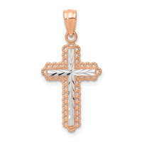 Load image into Gallery viewer, 14k Rose Gold Rhodium Diamond Cut Cross Pendant
