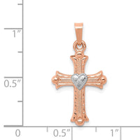 Load image into Gallery viewer, 14K Two-Tone Rose and White Gold Diamond Cross Pendant

