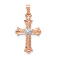 Load image into Gallery viewer, 14K Two-Tone Rose and White Gold Diamond Cross Pendant

