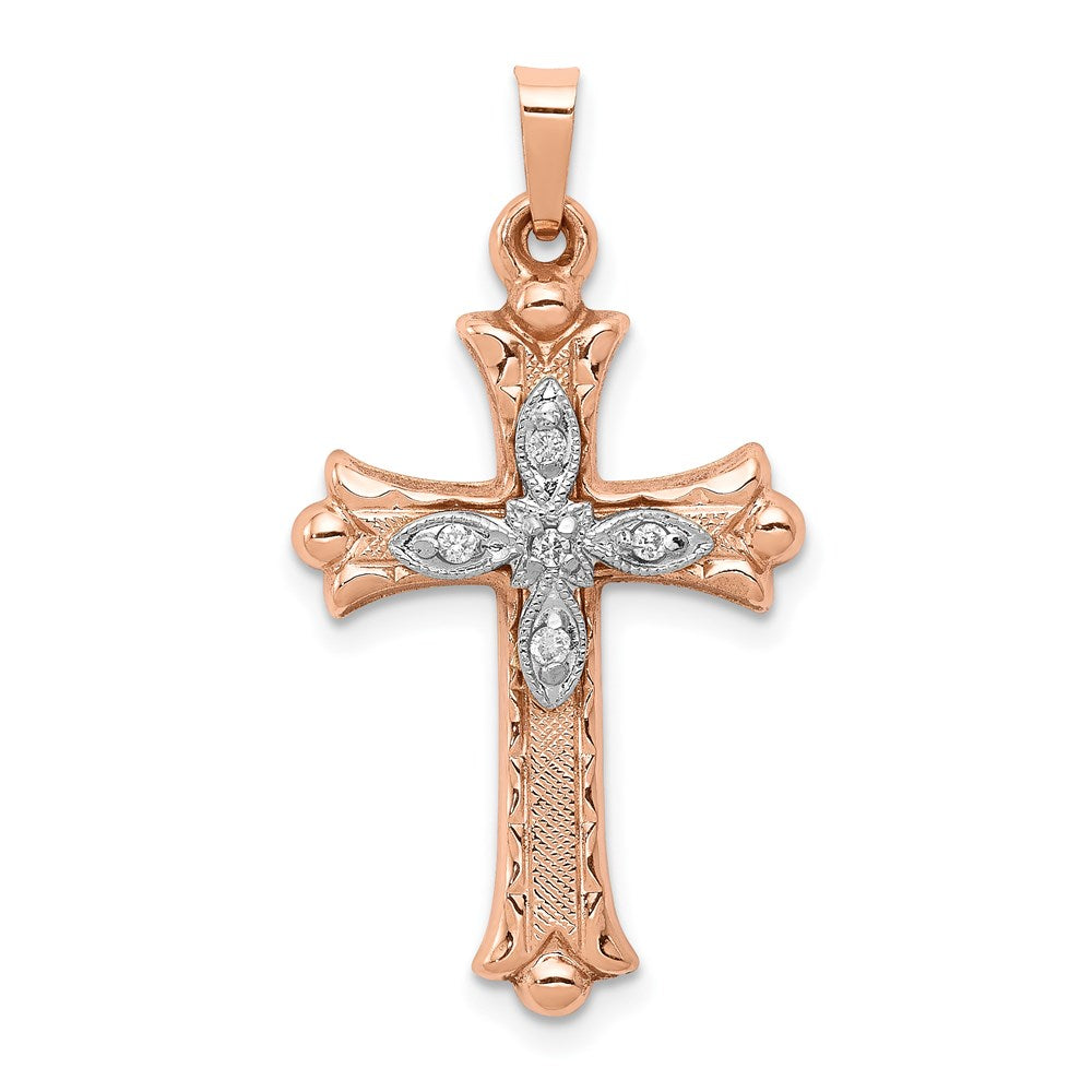 14k Two-tone Diamond Cross Pendant
