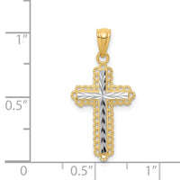 Load image into Gallery viewer, 14K w/Rhodium Diamond Cut Cross Pendant
