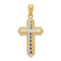 Load image into Gallery viewer, 14K w/Rhodium Diamond Cut Cross Pendant
