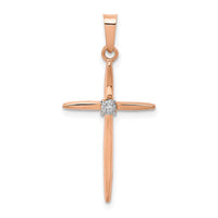 Load image into Gallery viewer, 14k Rose Gold Diamond Cross Pendant
