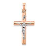 Load image into Gallery viewer, 14k Two-tone Gold Hollow Crucifix Pendant

