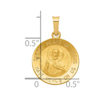 Load image into Gallery viewer, 14k Polished and Satin Sacred Heart of Jesus Medal Hollow Pendant
