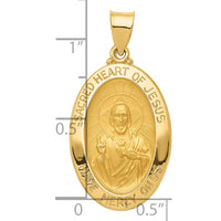 Load image into Gallery viewer, 14k Polished and Satin Sacred Heart of Jesus Medal Hollow Pendant
