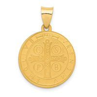 Load image into Gallery viewer, 14k Polished and Satin St Benedict Hollow Medal Pendant
