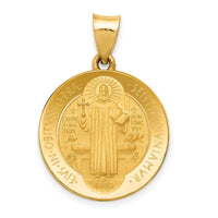 Load image into Gallery viewer, 14k Polished and Satin St Benedict Hollow Medal Pendant
