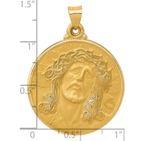 Load image into Gallery viewer, 14k Polished and Satin Face of Jesus Medal Hollow Pendant

