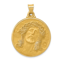 Load image into Gallery viewer, 14k Polished and Satin Face of Jesus Medal Hollow Pendant
