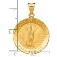 Load image into Gallery viewer, 14k Polished/Satin Our Lady of Guadalupe Medal Hollow Pendant
