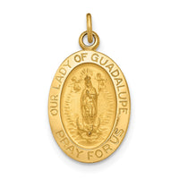 Load image into Gallery viewer, 14k Polished and Satin Our Lady of Guadalupe Medal Pendant
