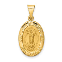 Load image into Gallery viewer, 14k Polished and Satin Our Lady Guadalupe Medal Hollow Pendant
