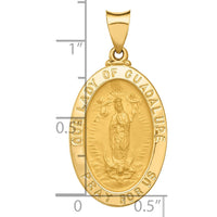 Load image into Gallery viewer, 14k Polished and Satin Our Lady Guadalupe Medal Hollow Pendant
