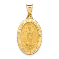 Load image into Gallery viewer, 14k Polished and Satin Our Lady Guadalupe Medal Hollow Pendant

