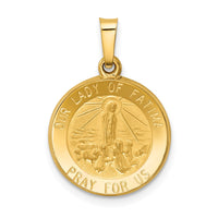 Load image into Gallery viewer, 14k Polished and Satin Our Lady Fatima Medal Hollow Pendant
