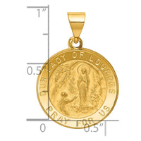 Load image into Gallery viewer, 14k Polished and Satin Our Lady of Lourdes Medal Hollow Pendant
