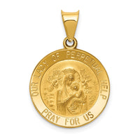 Load image into Gallery viewer, 14k Polished/Satin Our Lady Perpetual Help Medal Hollow Pendant
