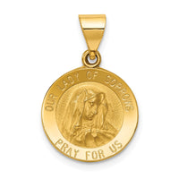 Load image into Gallery viewer, 14k Polished and Satin Our Lady of Sorrows Medal Hollow Pendant

