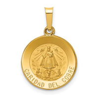 Load image into Gallery viewer, 14k Polished and Satin Caridad Del Cobre Medal Hollow Pendant
