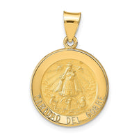 Load image into Gallery viewer, 14k Polished and Satin Caridad del Cobre Medal Hollow Pendant
